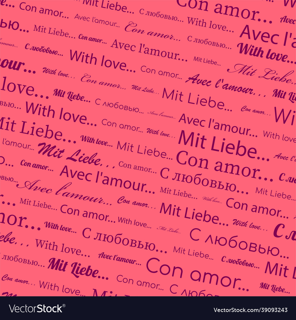 With love text pattern pink background