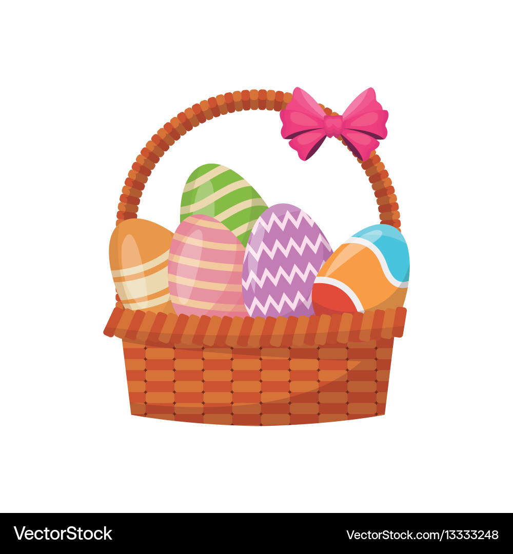 Basket egg easter celebration Royalty Free Vector Image