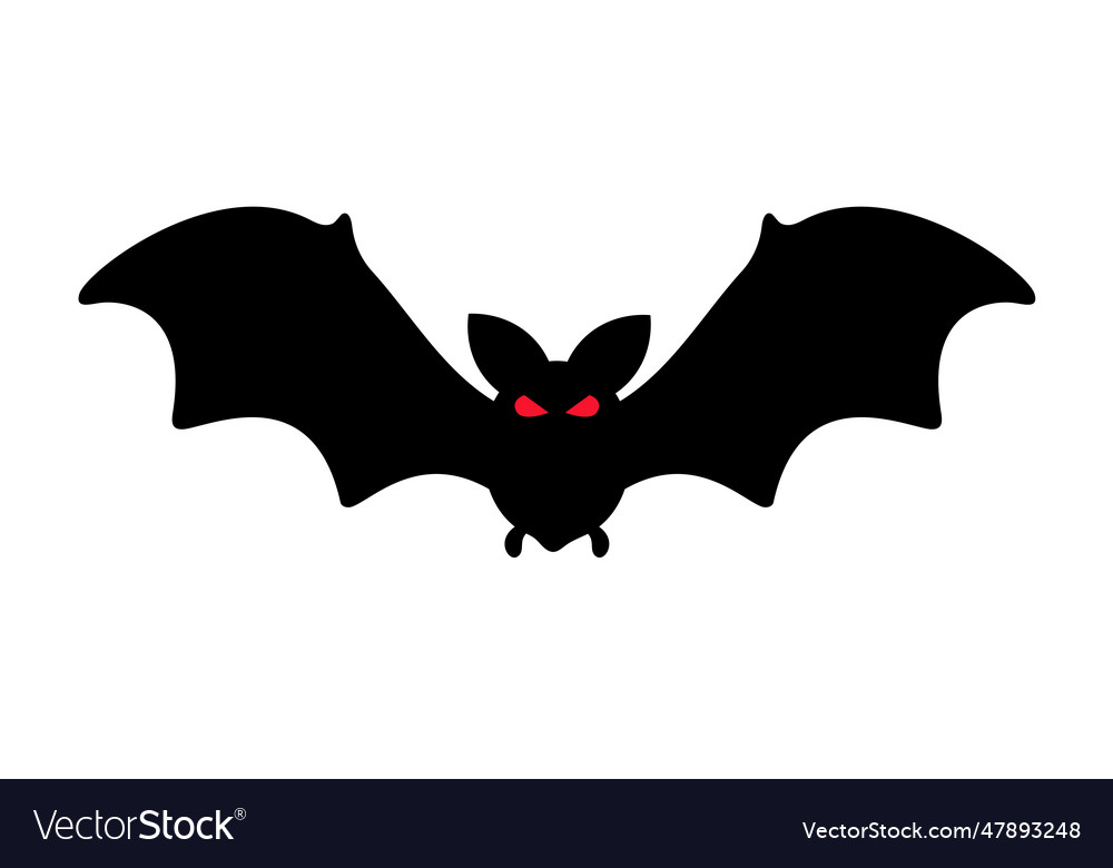 Bat silhouette with scary evil eyes vampire Vector Image