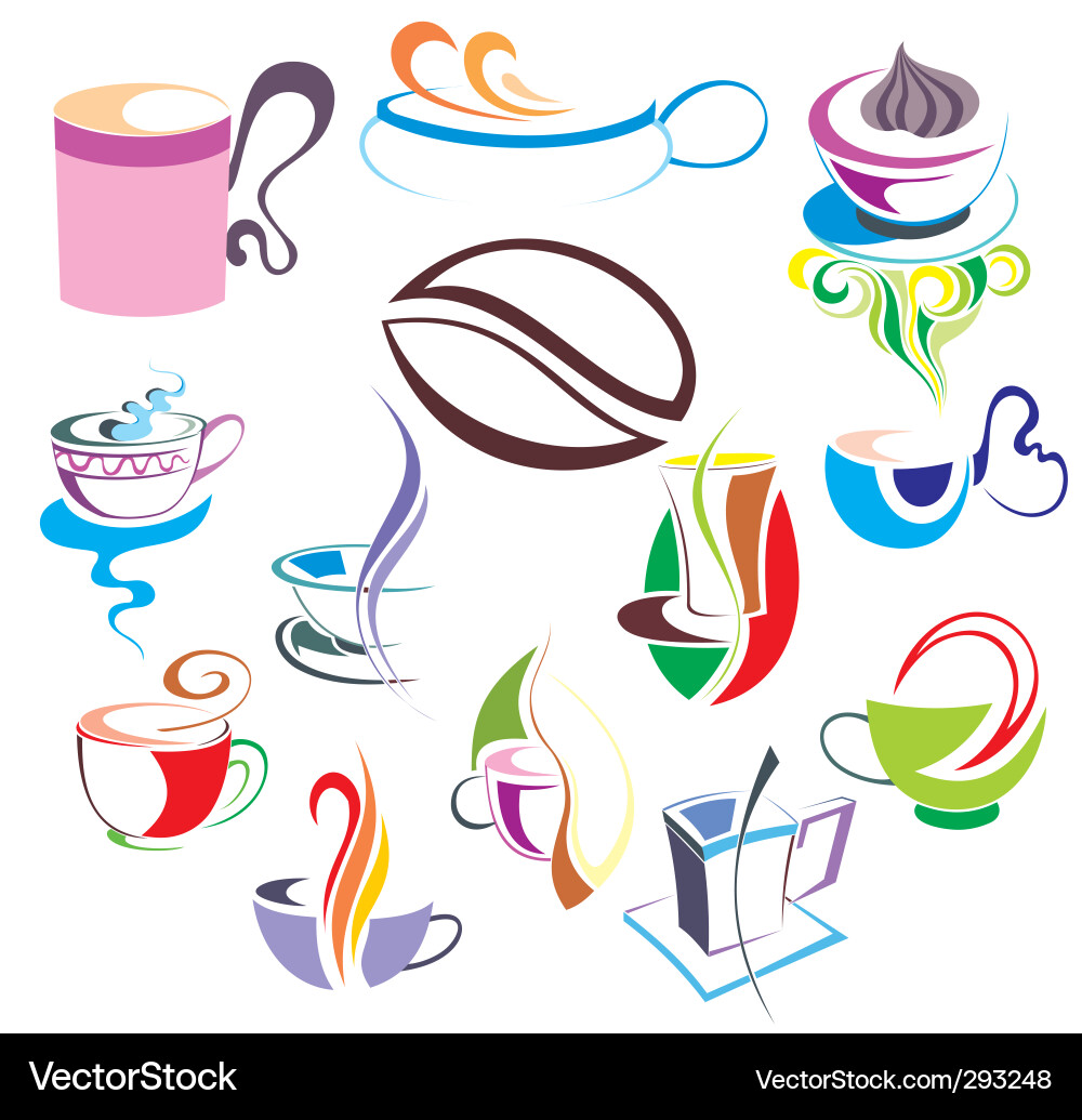 Coffee tea elements Royalty Free Vector Image - VectorStock