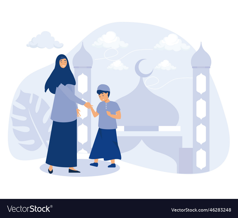 Daughter and mother asking forgiveness during Vector Image