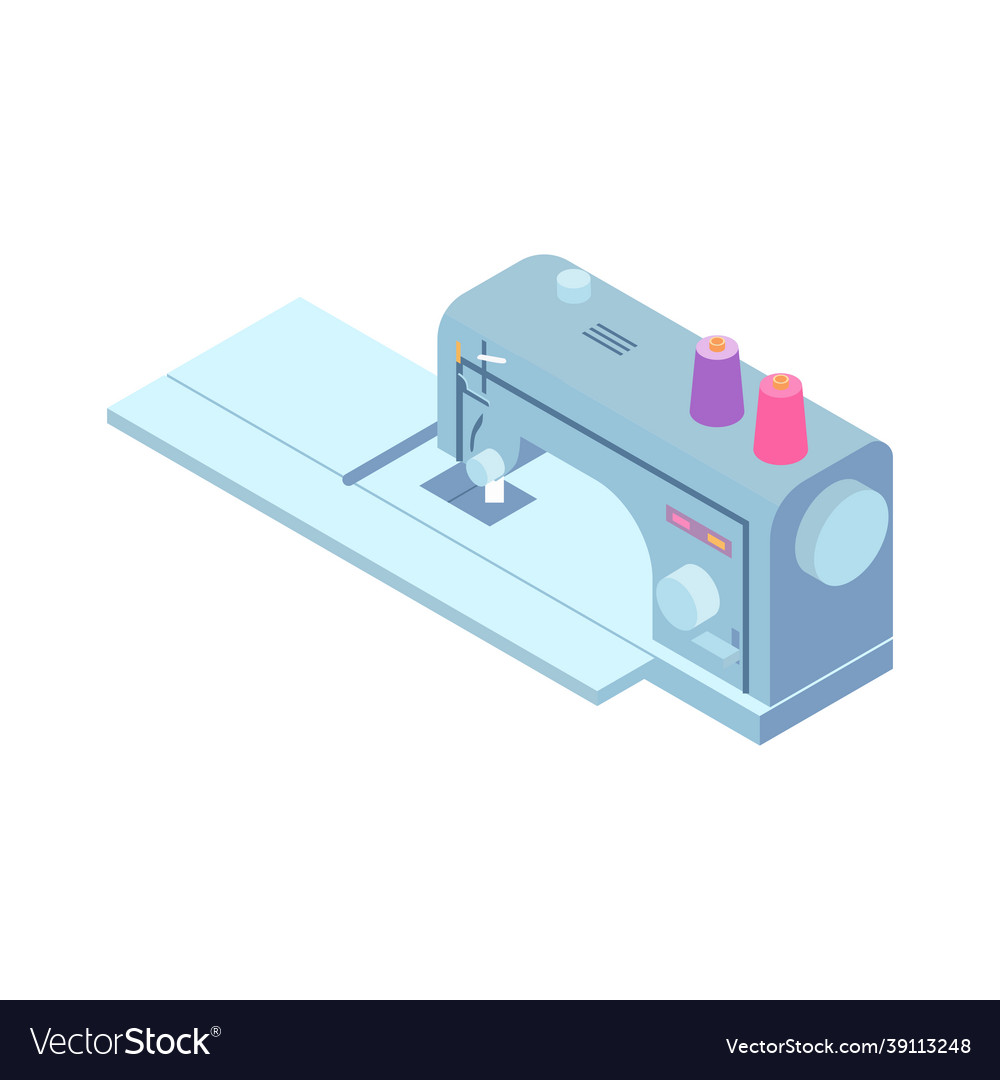 Isometric sewing machine composition Royalty Free Vector