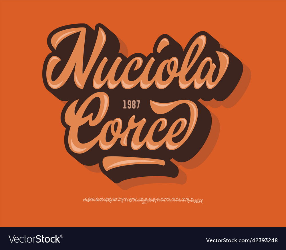 Original brush script font retro typeface Vector Image