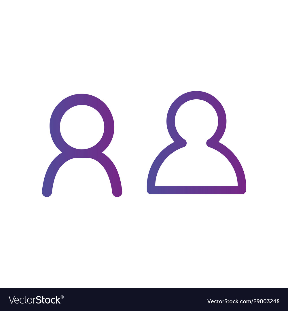 Purple linear outline person icon user Royalty Free Vector