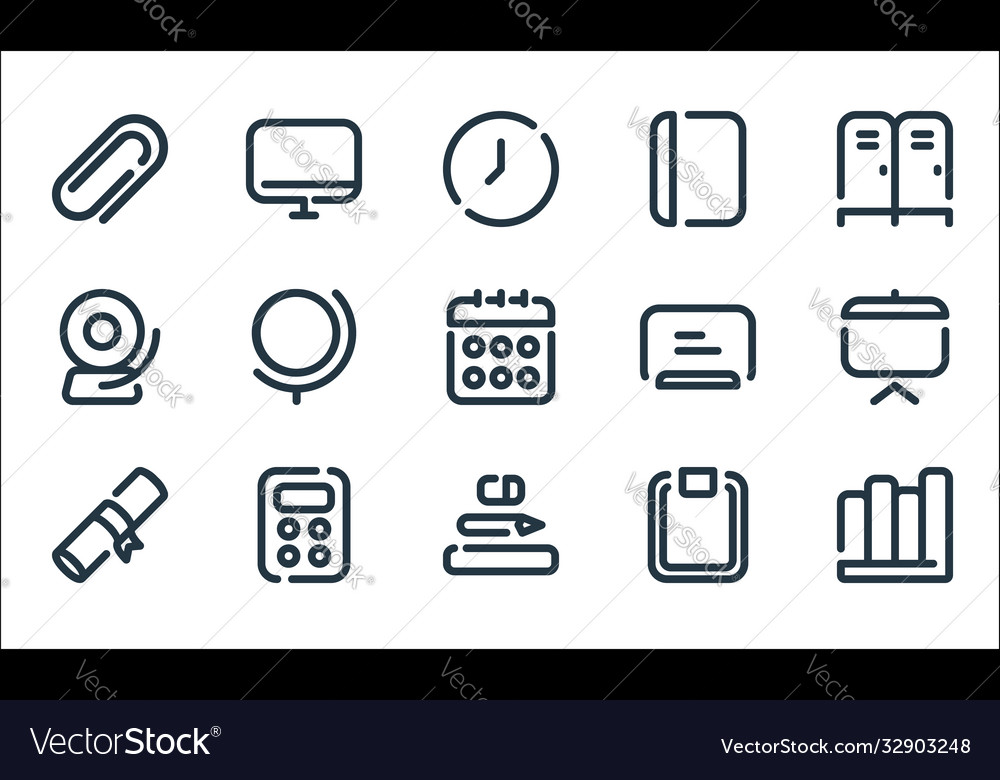 School line icons linear set quality