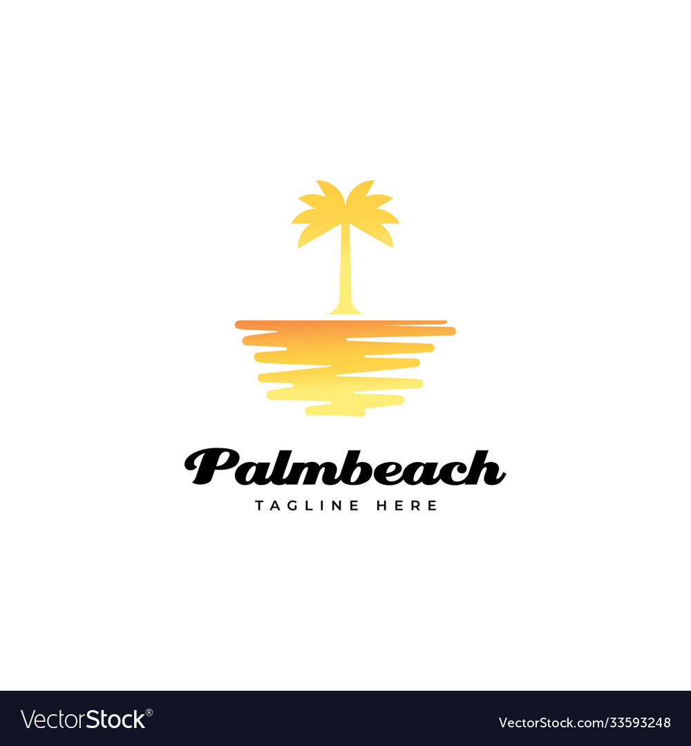 Sunset with palm tree logo design vec vector image Sunset with palm tree logo design vec