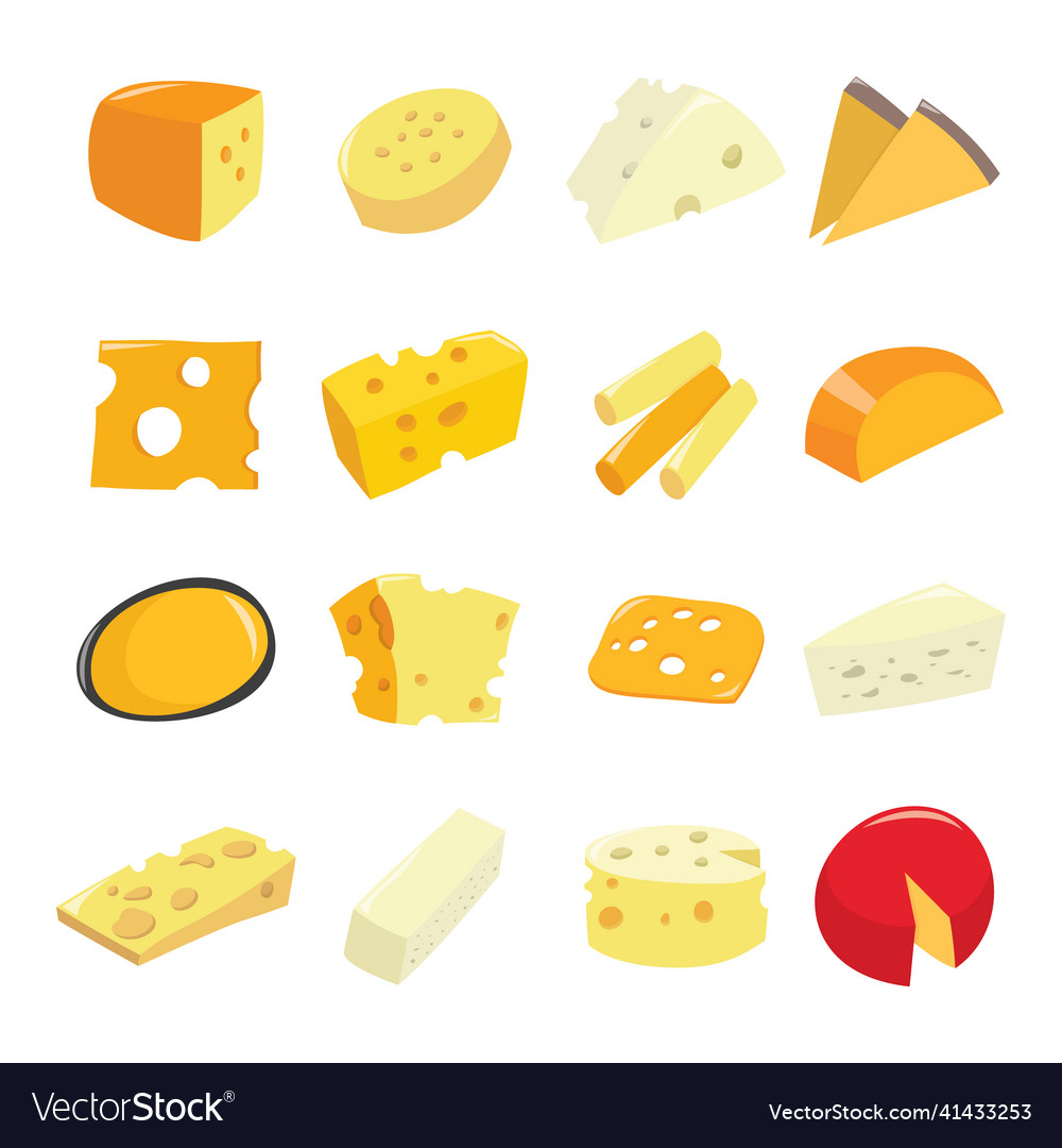 Cartoon cheese set Royalty Free Vector Image - VectorStock