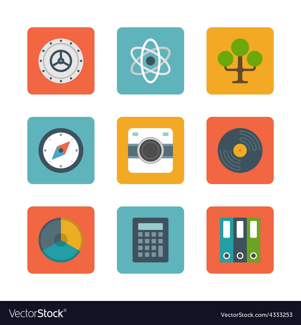 Flat Design Icons Symbols For Website Royalty Free Vector