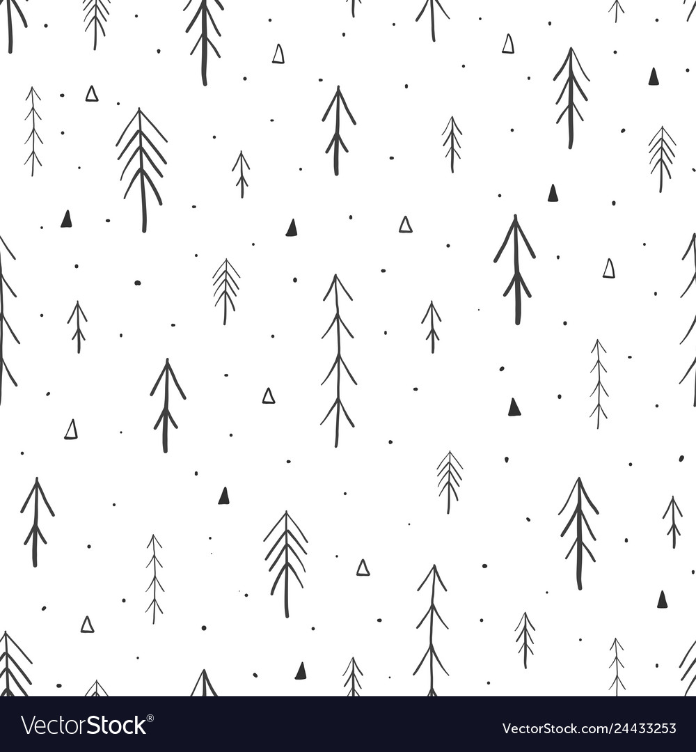 Hand drawn forest seamless pattern Royalty Free Vector Image