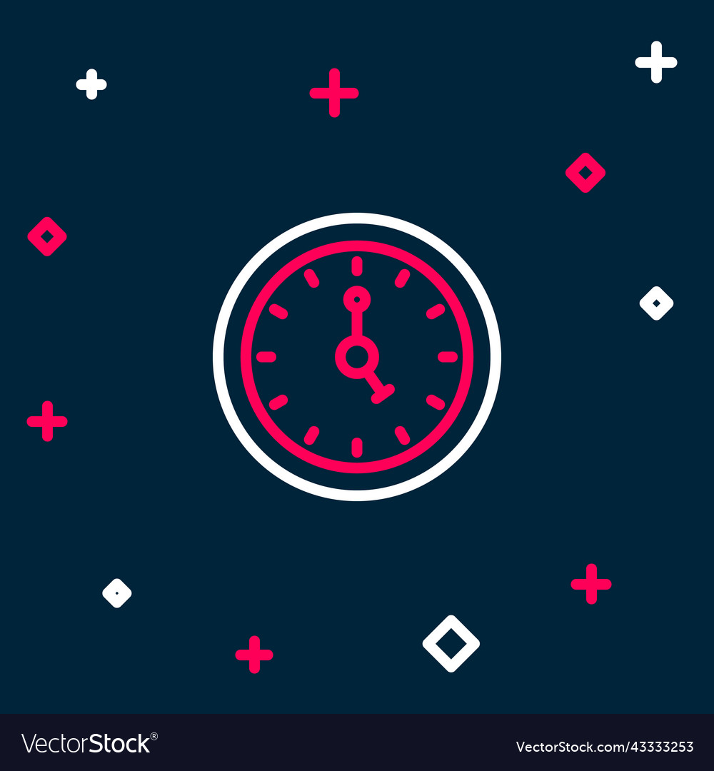 Line clock icon isolated on blue background time Vector Image