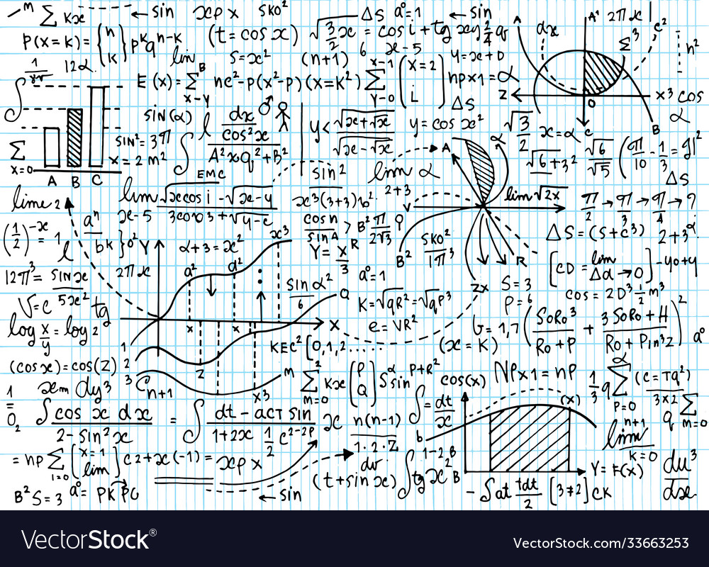 Math education pattern with handwritten formulas Vector Image