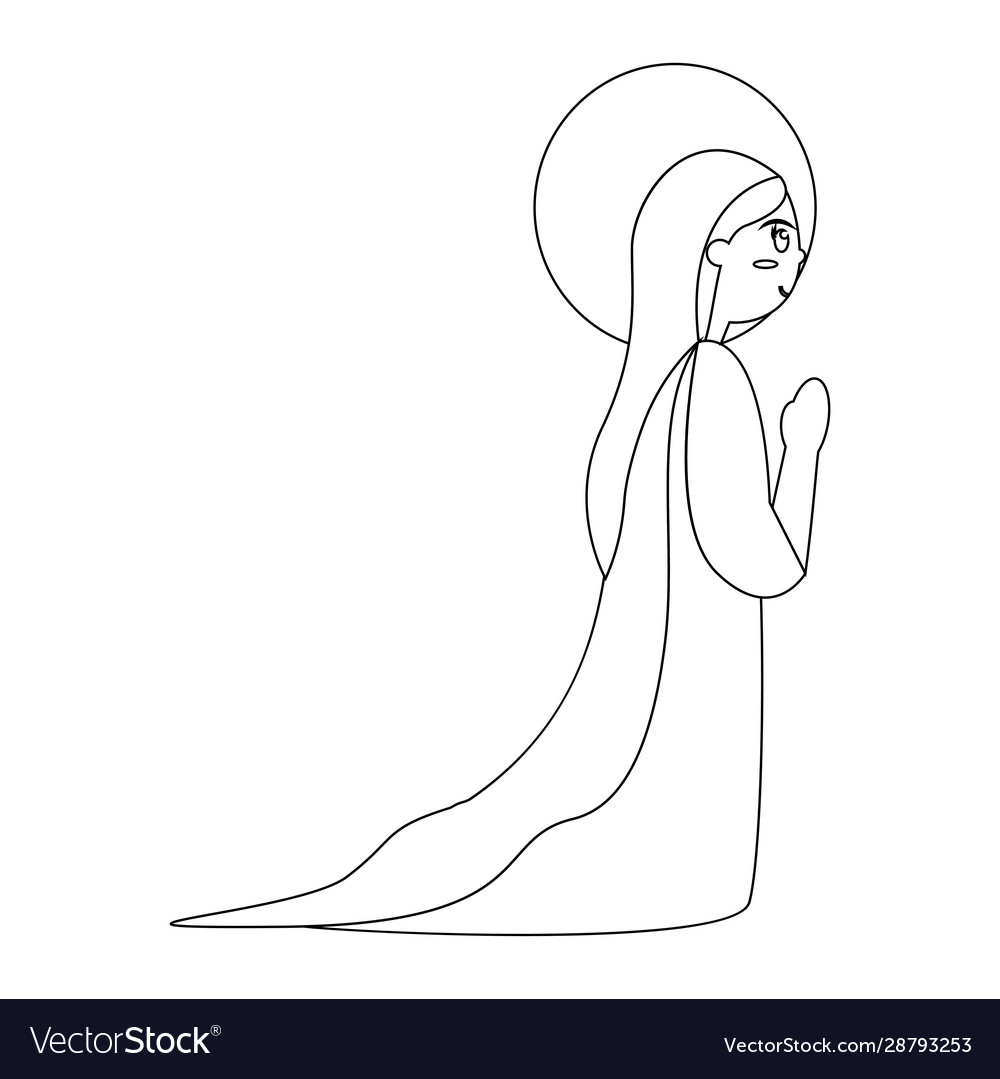 Virgin mary manger character Royalty Free Vector Image