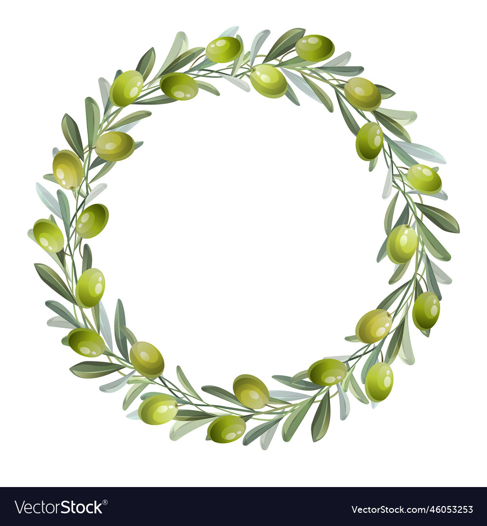 Wreath with green olive and leaves element