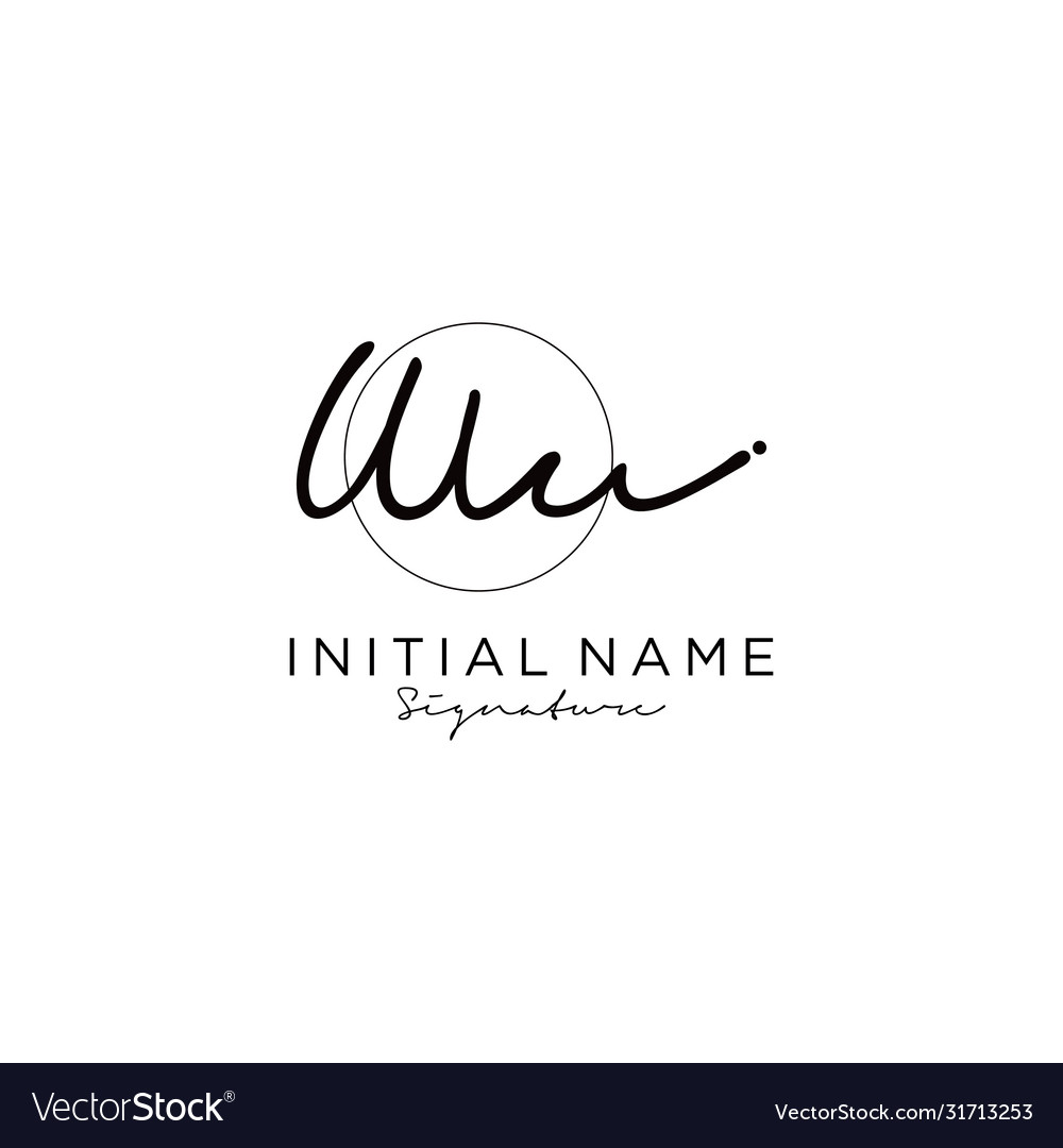 Wu initial handwriting logo design Royalty Free Vector Image