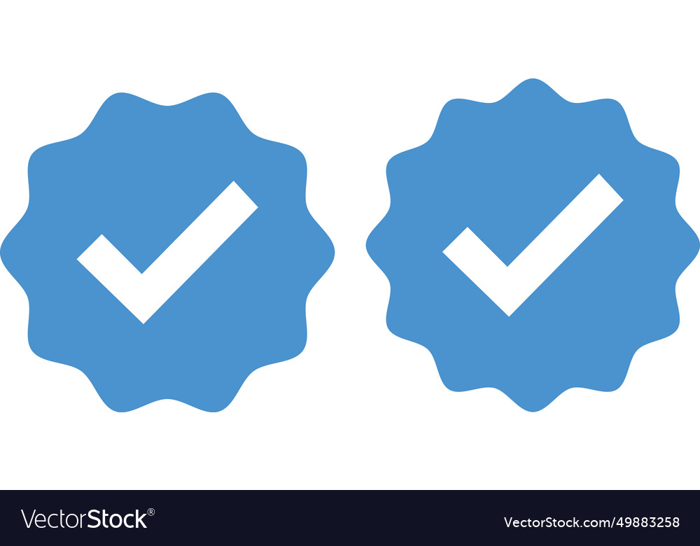 Blue verified badge icon check mark Royalty Free Vector