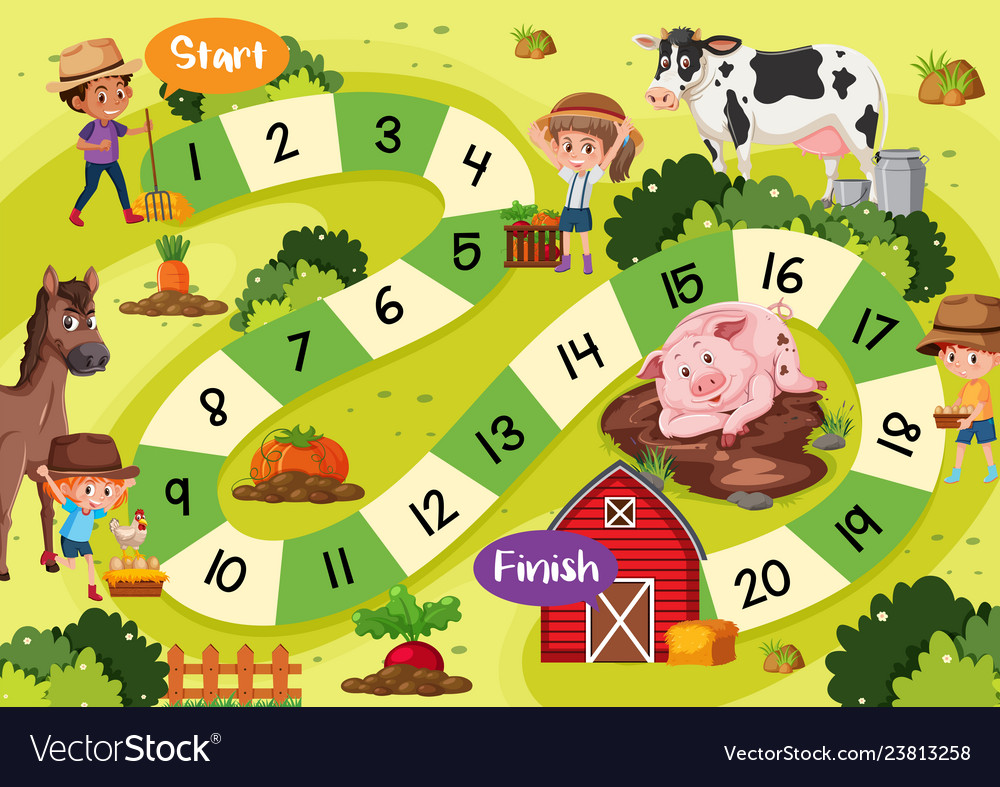 board-game-template-farm-theme-royalty-free-vector-image