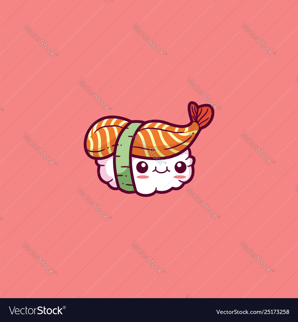 Emoji a sushi set over pink background or color