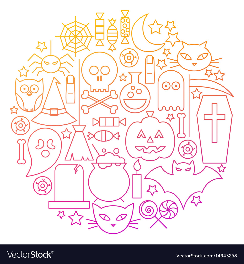 Halloween Linie Icon Kreis Design