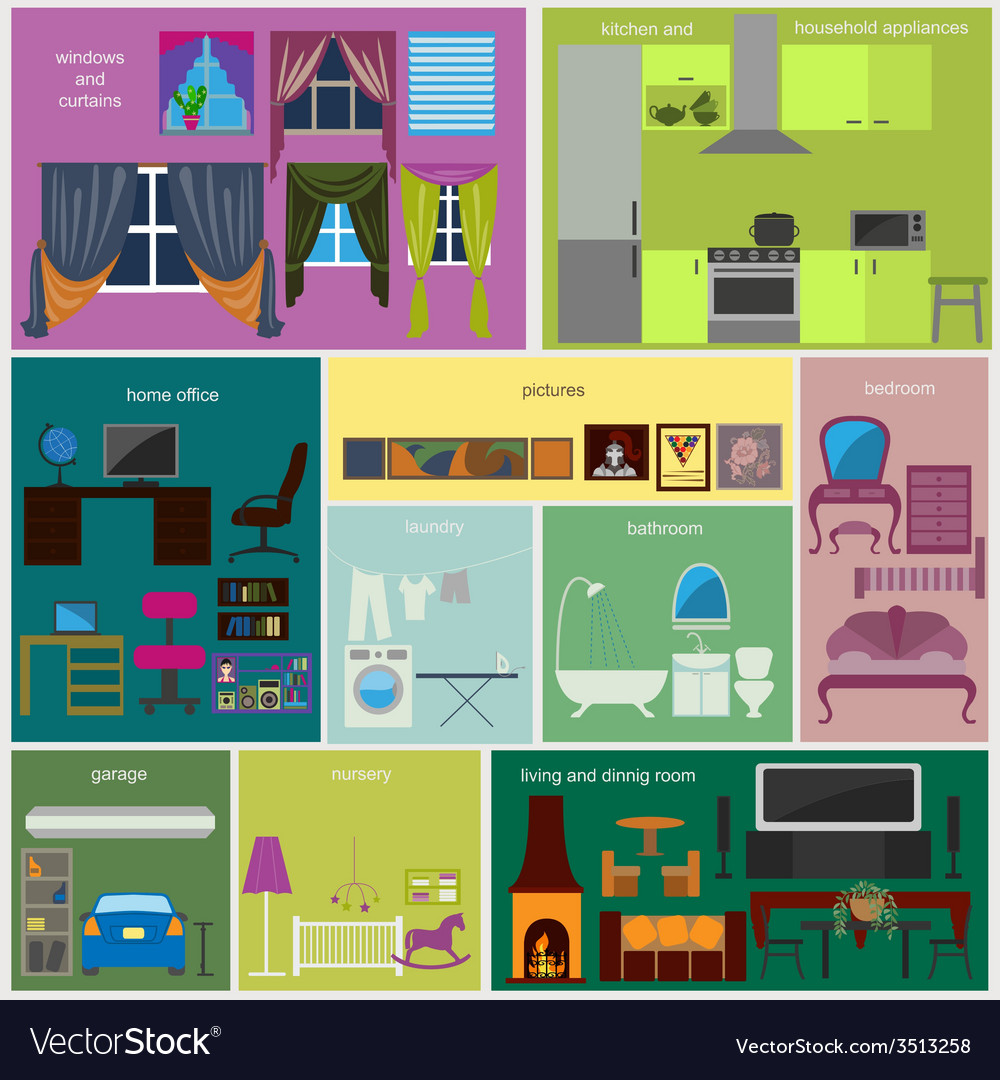 House remodeling infographic set interior elements