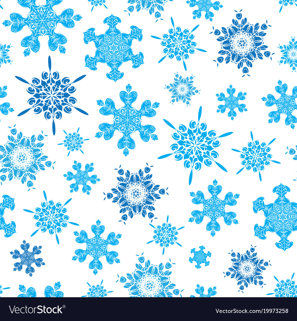 Light blue hand drawn christmas snowflakes Vector Image