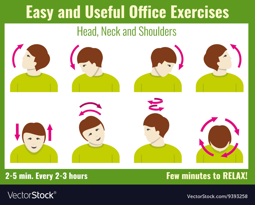 Office syndrome infographic exercises Royalty Free Vector