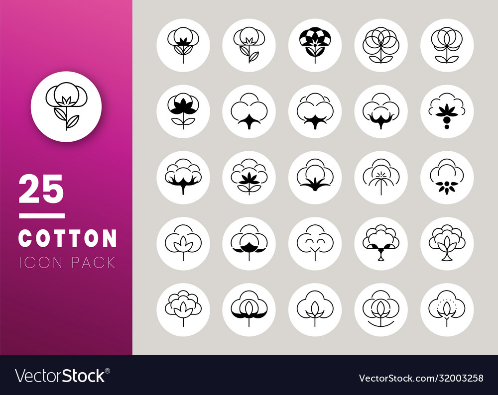 Set Baumwoll-Symbol kreative Linie Logo natürlich