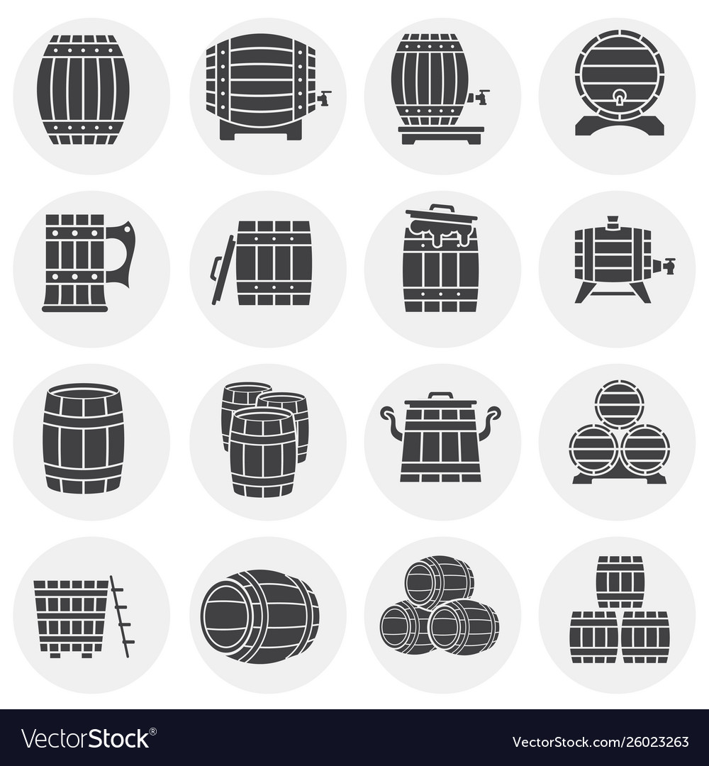 Barrel icons set on background for graphic and web