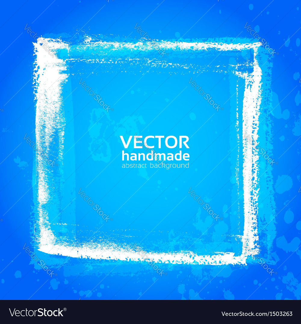 Blue grunge frame from textured brush strokes Vector Image