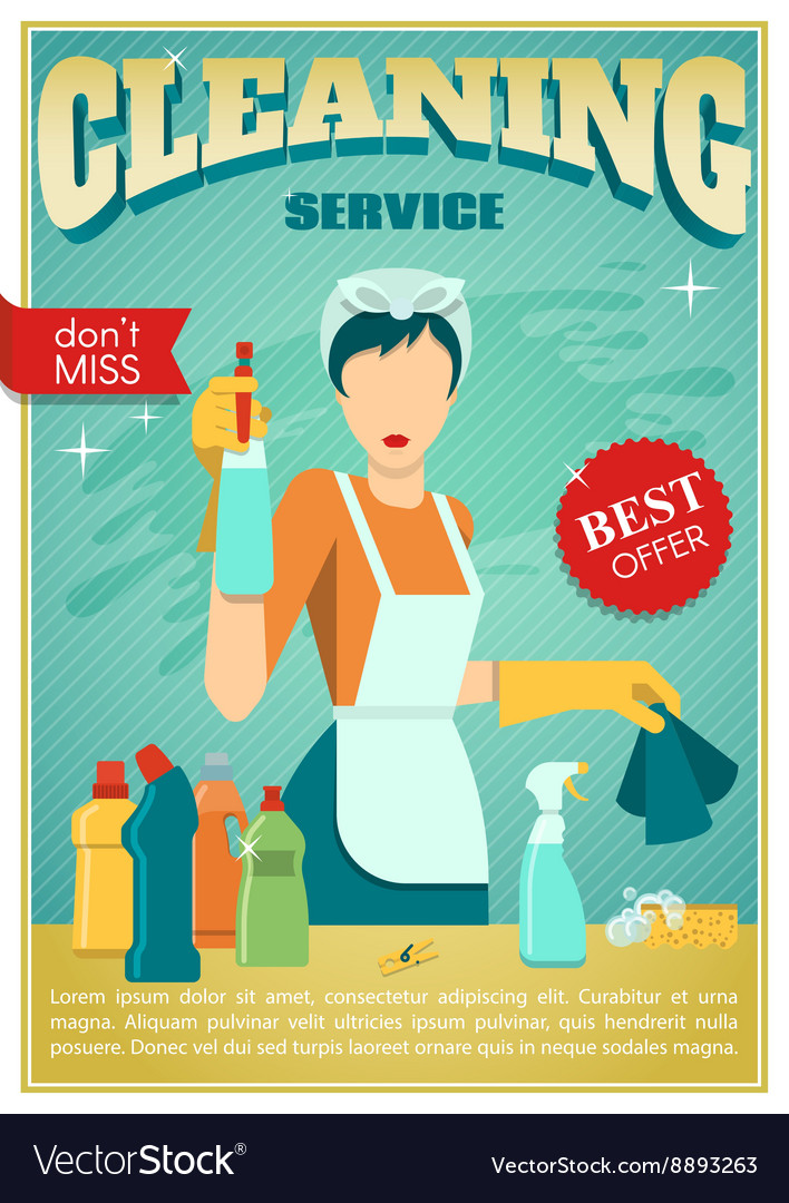 Cleaning service poster Royalty Free Vector Image