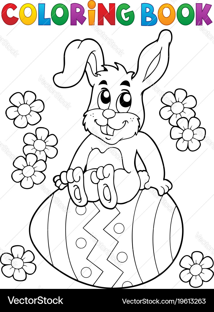 Coloring book easter rabbit theme 5 Royalty Free Vector