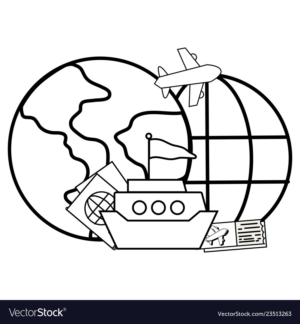 Globe with boat Royalty Free Vector Image - VectorStock