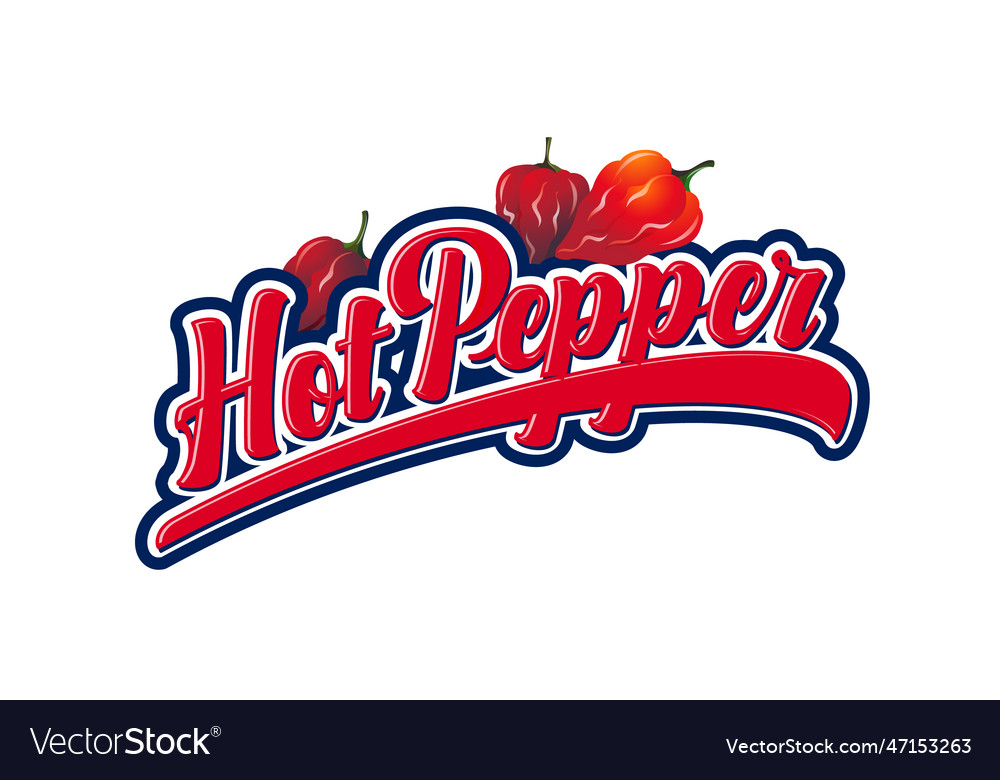 Hot pepper logo red letters with habanero peppers