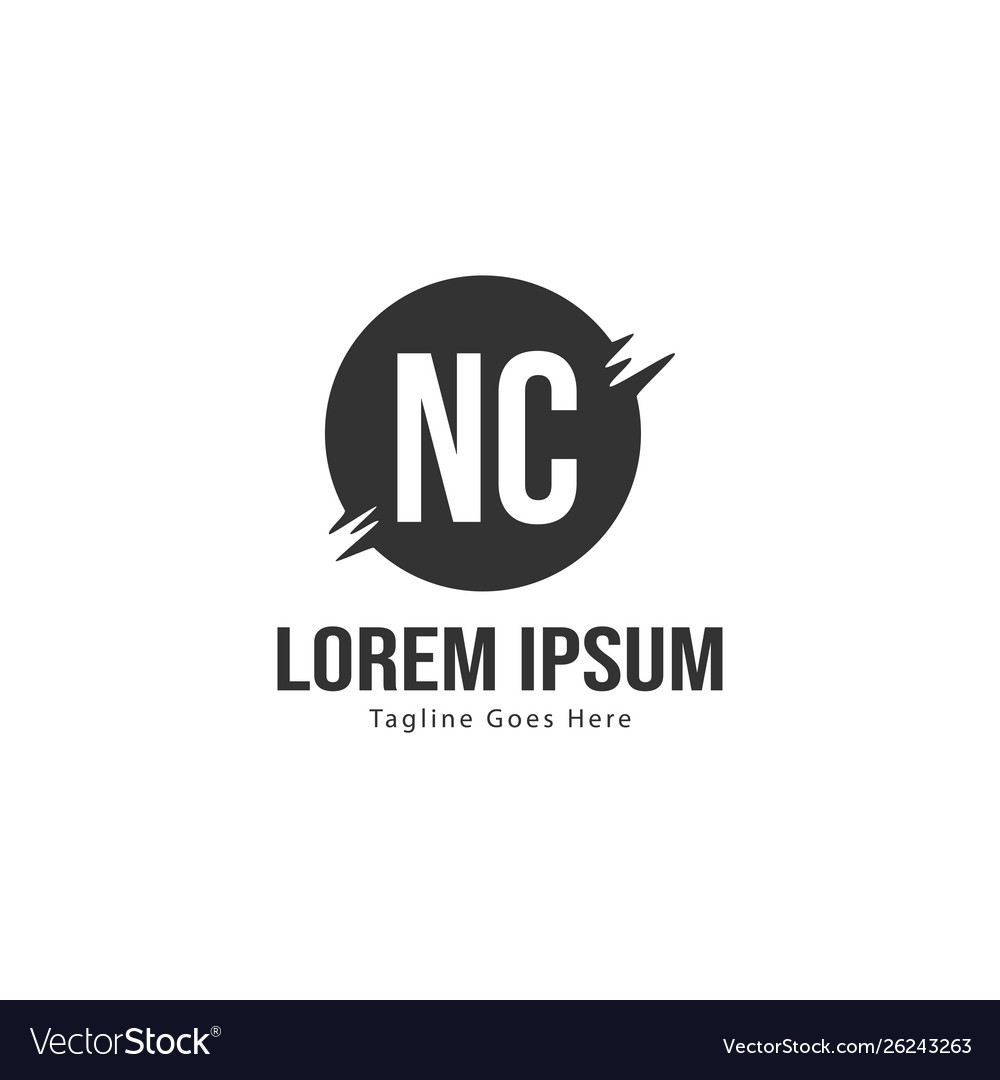 Initial Nc Logo Template With Modern Frame Vector Image