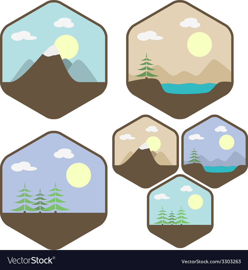 Landscape icon set Royalty Free Vector Image - VectorStock
