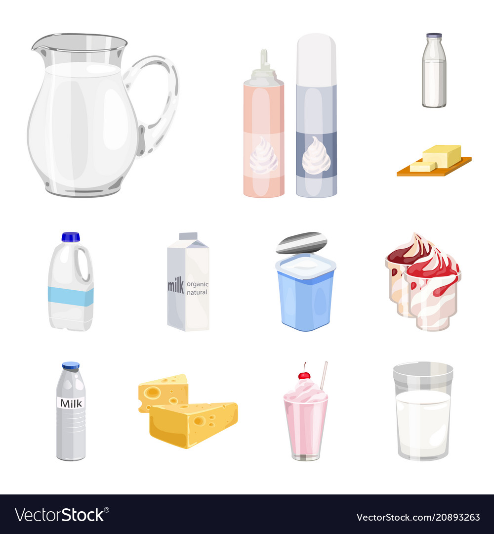 Milk product cartoon icons in set collection Vector Image