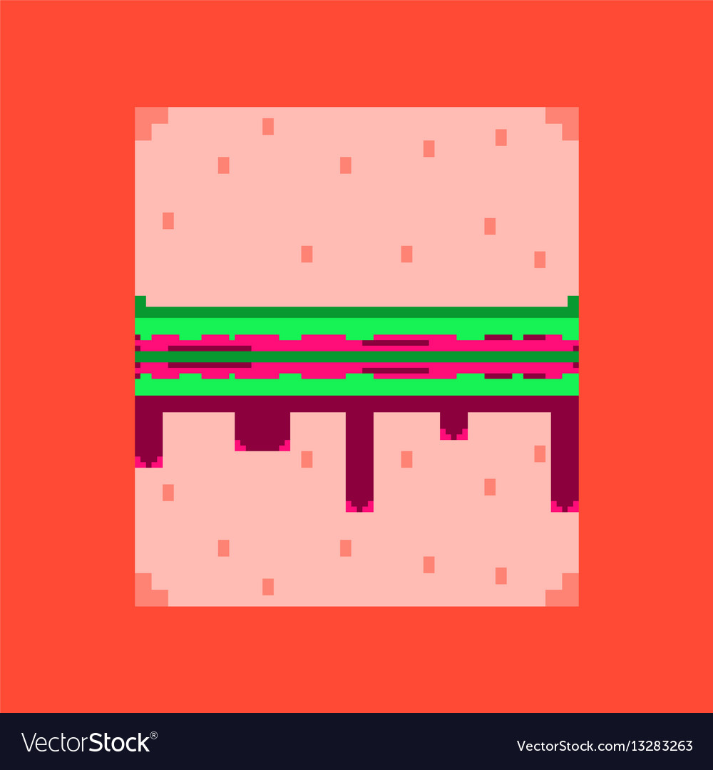 Pixel-Symbol im flachen Stil Burger