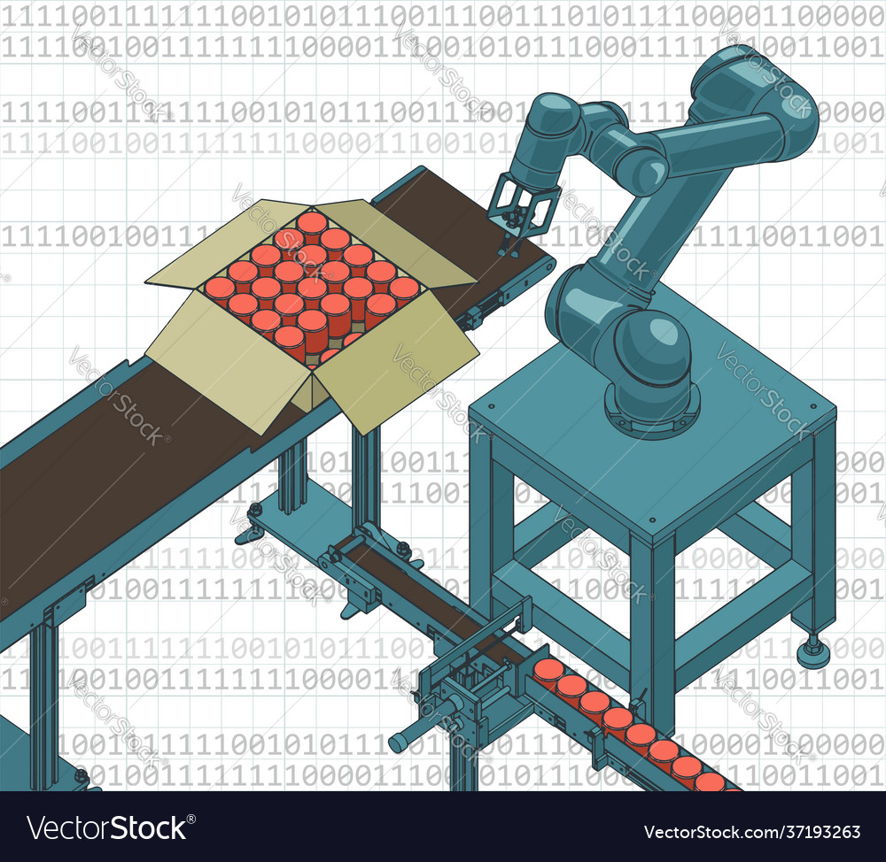 Robotic Factory Line Technology Royalty Free Vector Image Robotic Factory Line Technology Royalty Free Vector Image