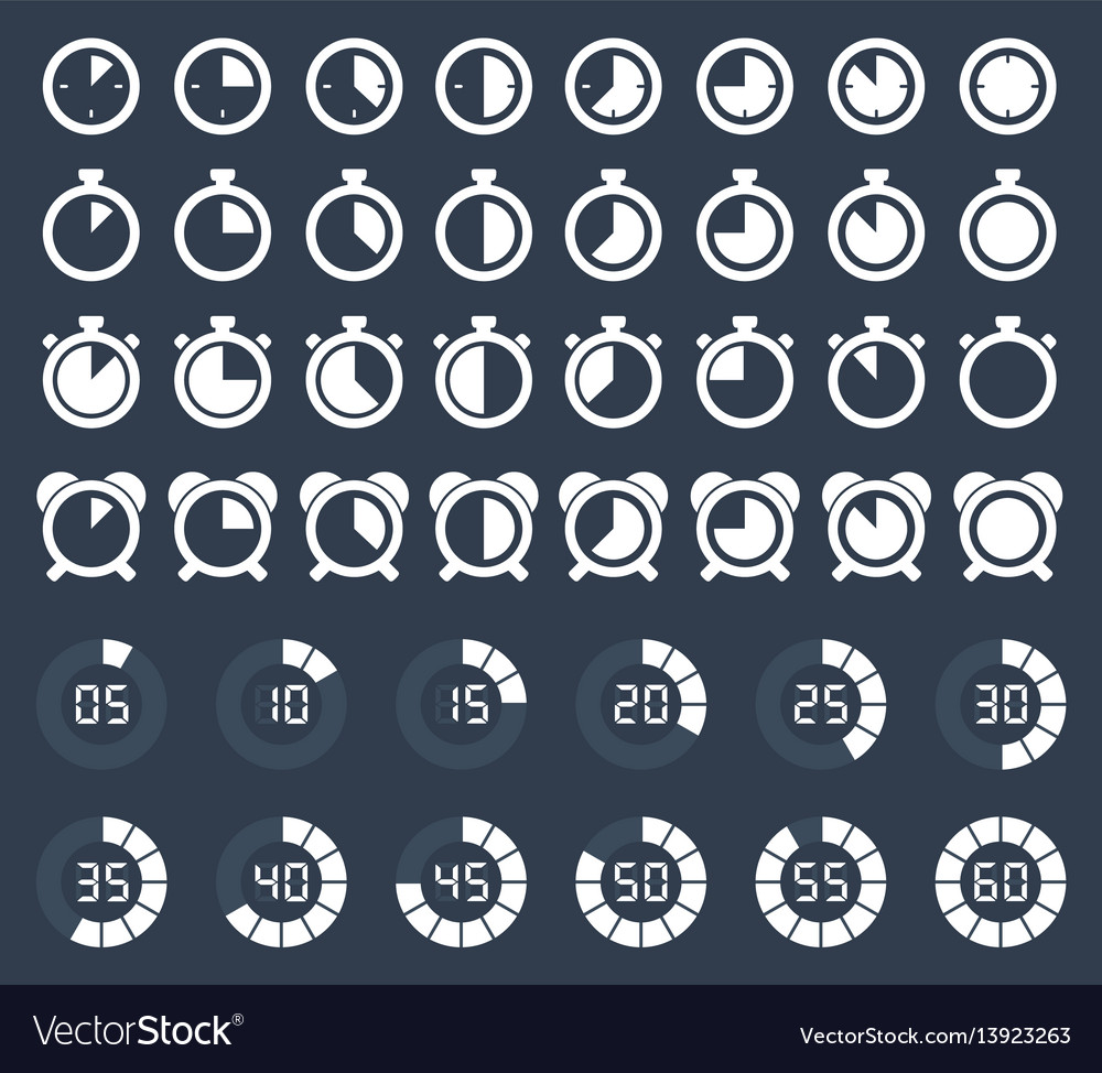 Stopwatch and timer icons Royalty Free Vector Image