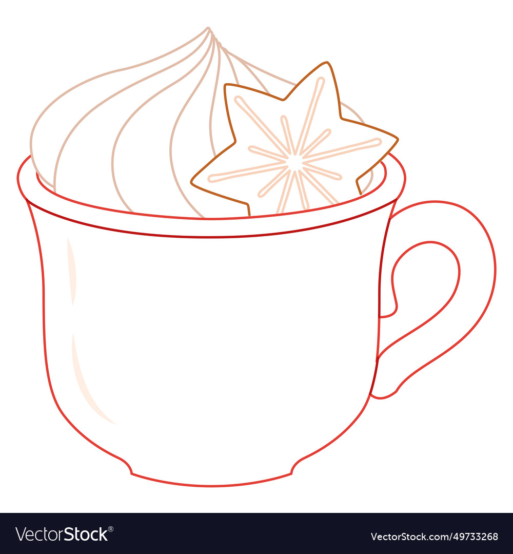 Cute festive red mug hot chocolate Royalty Free Vector Image