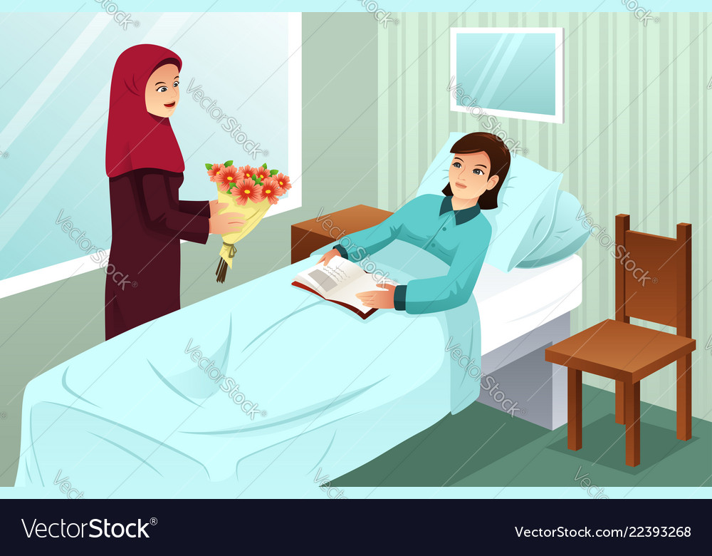 sick girl in hospital clipart