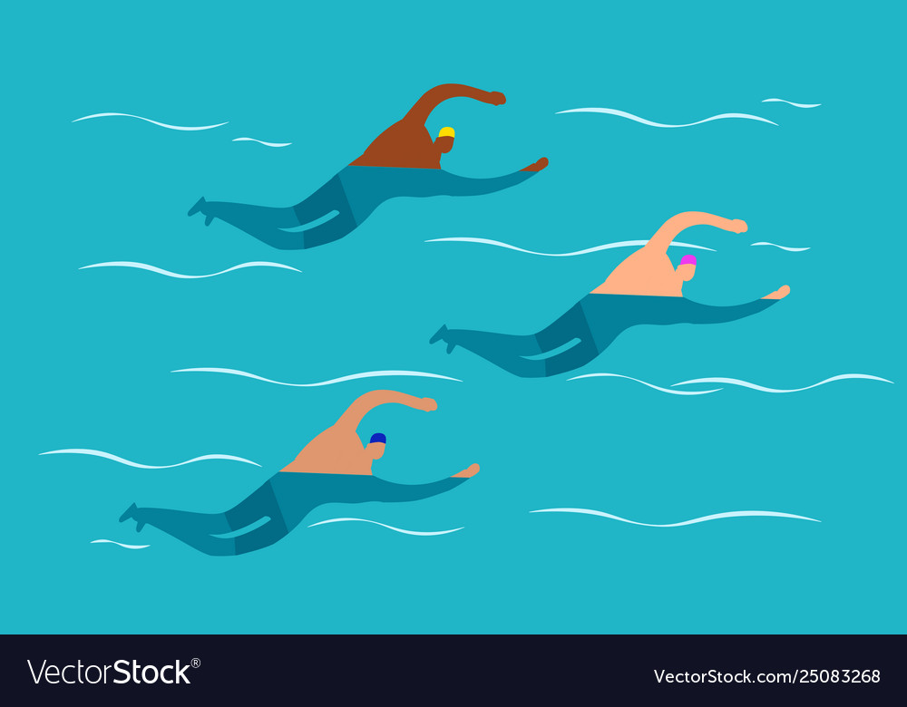 Open water swimming competitions - mens group Vector Image