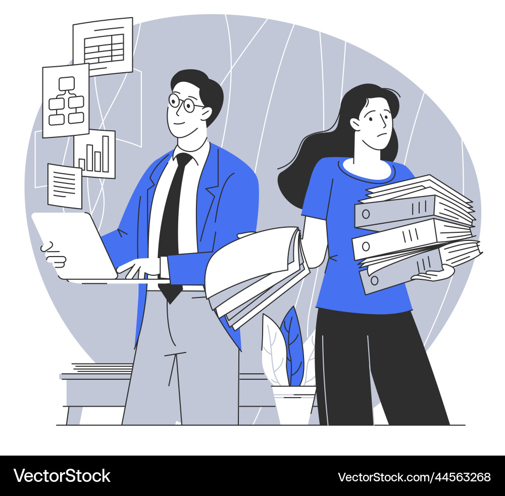 Paperwork vs electronic documents Royalty Free Vector Image