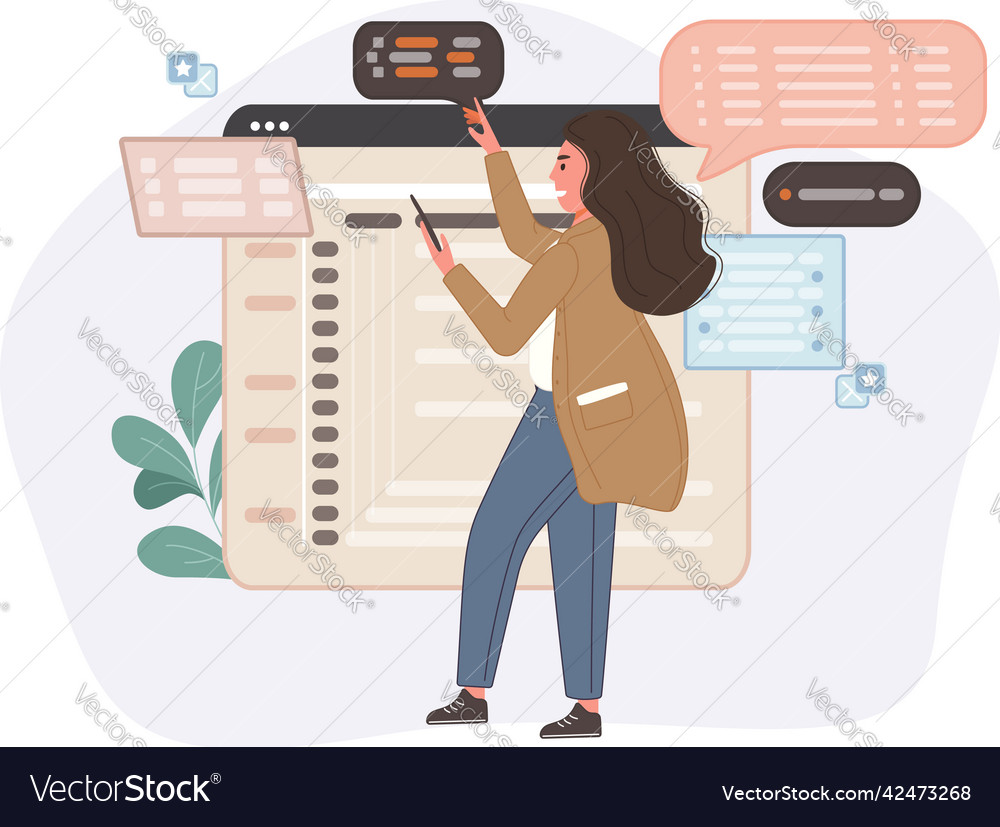 Programmer working on web development code Vector Image
