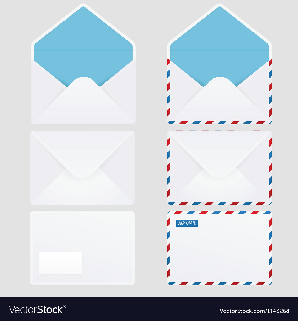 Set of 6 glossy envelope icons Royalty Free Vector Image