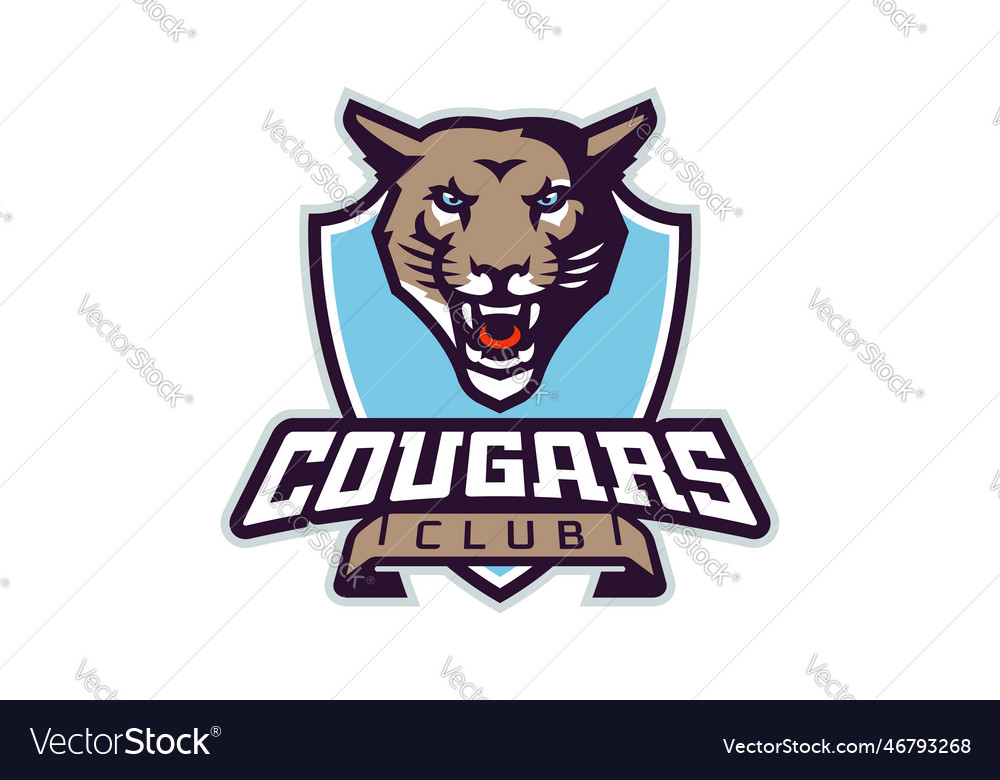 Sports logo with cougar mascot colorful sport Vector Image