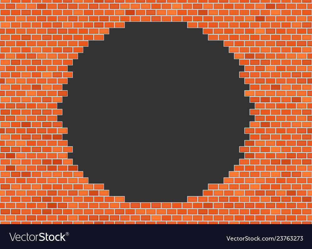 Brick Broken Wall Background With Big Dark Hole