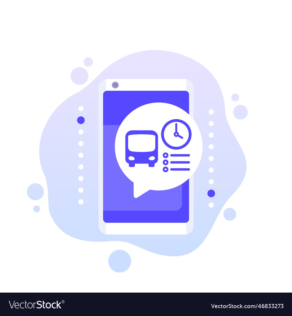 Bus schedule app icon with a phone Royalty Free Vector Image