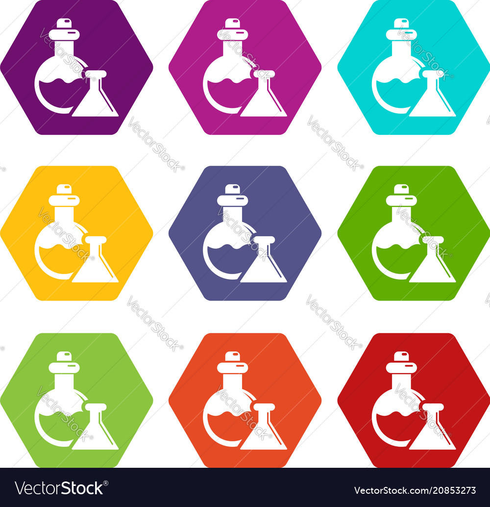 Flask icons set 9 Royalty Free Vector Image - VectorStock