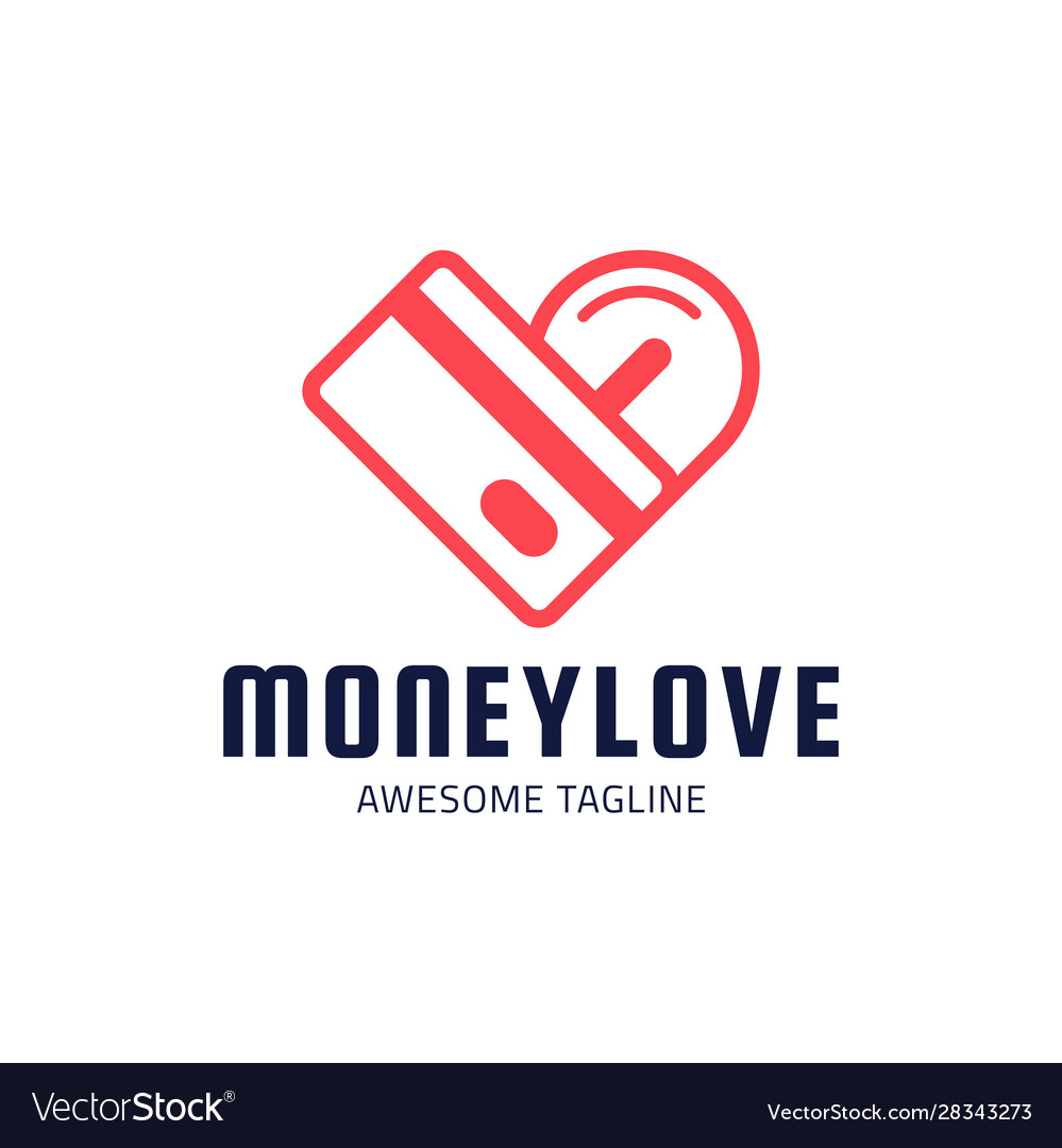 Love money logo heart shaped coin and credit card Vector Image