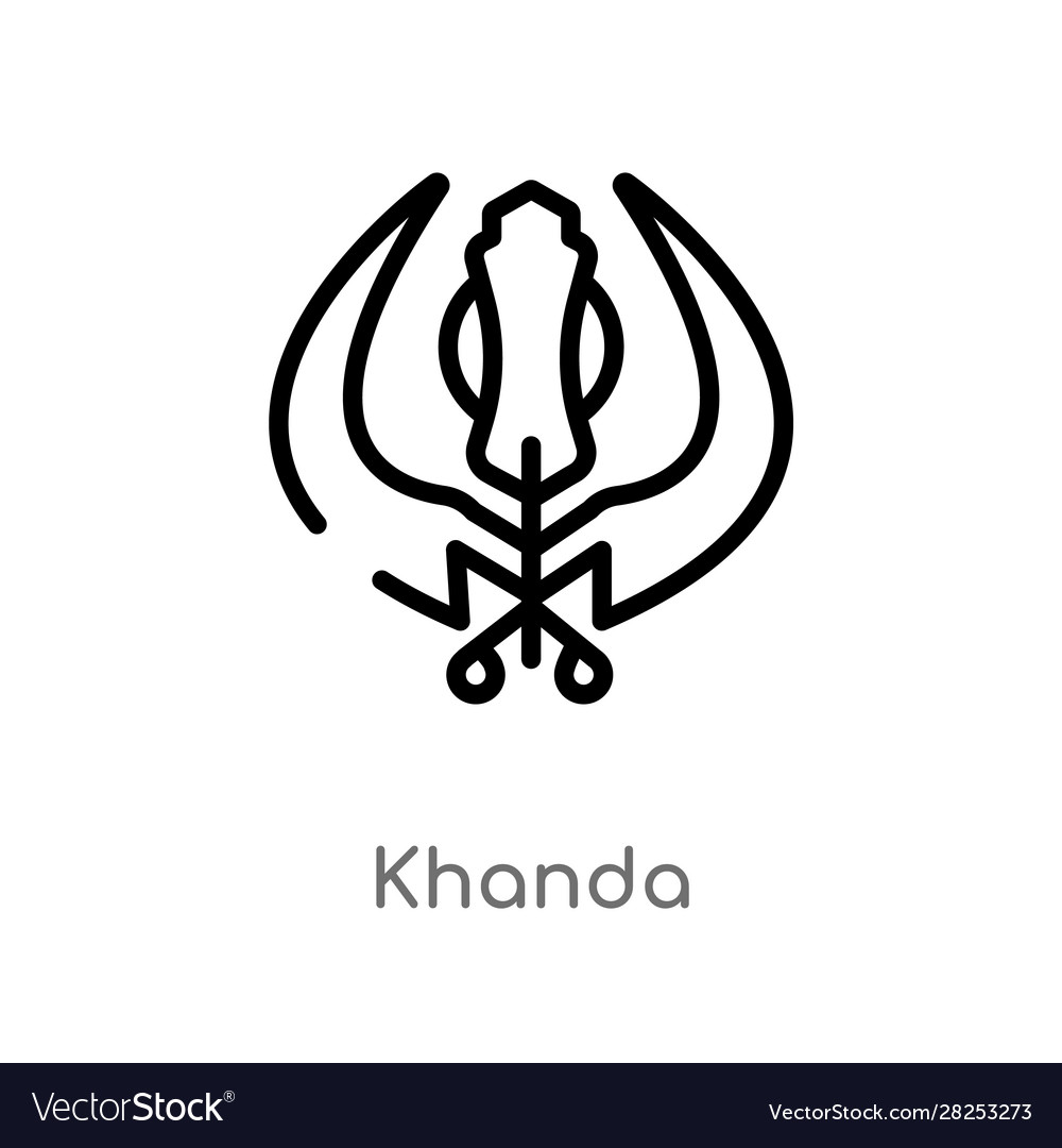 Outline khanda icon isolated black simple line